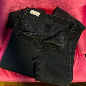 GAP 70s flare high rise, washed black denim jeans, size 27/4